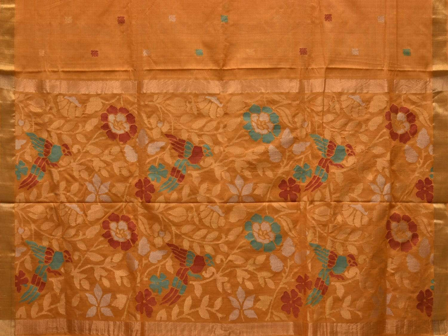 Mustard Uppada Cotton Handloom Saree with Floral Pallu Design u1789