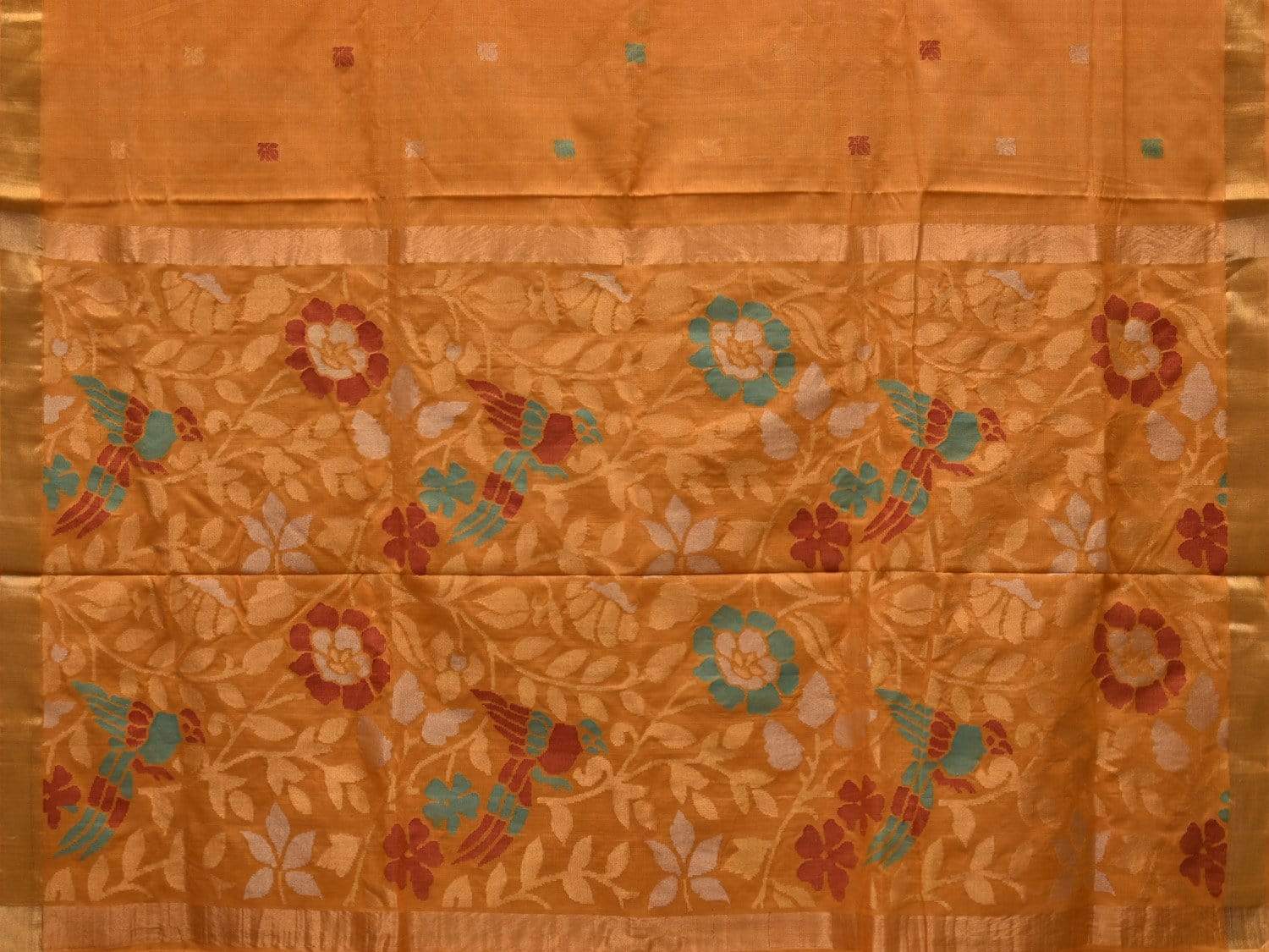 Mustard Uppada Cotton Handloom Saree with Floral Pallu Design u1789