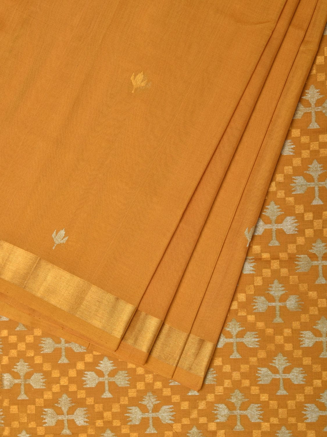 Mustard Uppada Cotton Handloom Saree with Jamdani Pallu Design u2153