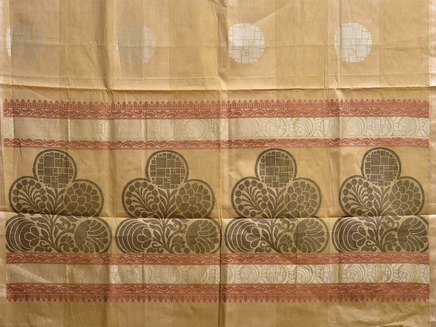 Mustard Venkatagiri Cotton Saree with Body Buta and Pallu Design v0140