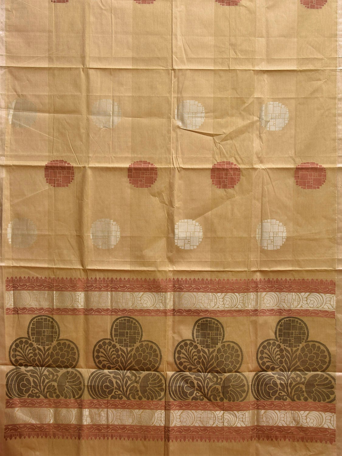 Mustard Venkatagiri Cotton Saree with Body Buta and Pallu Design v0140