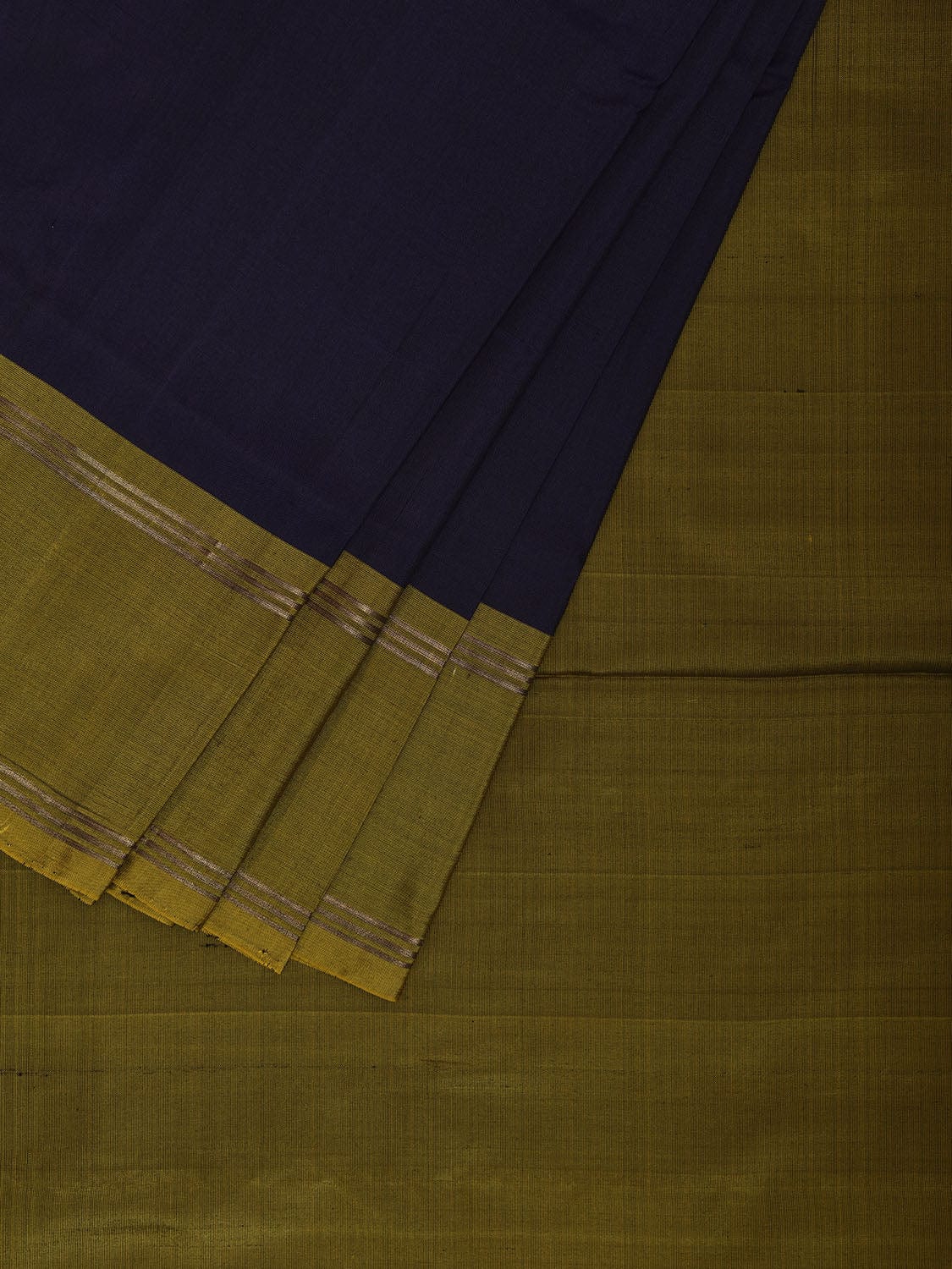 Navy and Green Uppada Silk Handloom Saree with Big Checks Design u2365