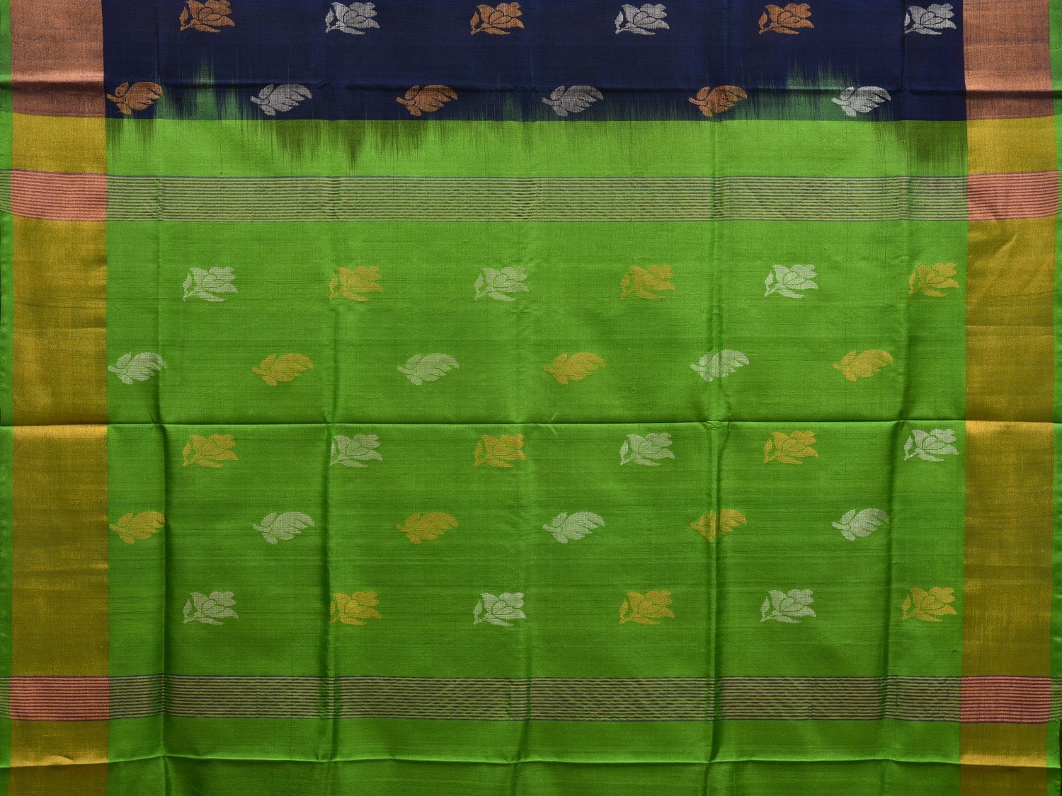 Navy and Green Uppada Silk Handloom Saree with Body Buta Design u1830