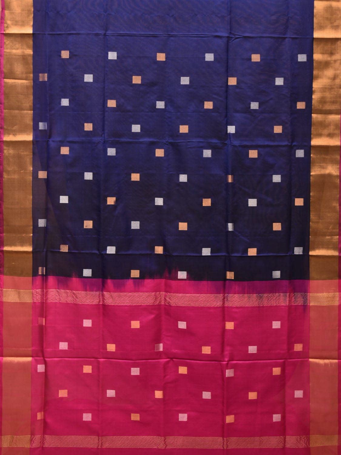 Navy and Pink Uppada Silk Handloom Saree with Buta Design u1984