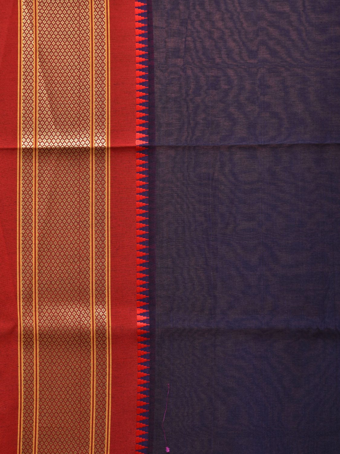 Navy and Red Bamboo Cotton Plain Saree with Contrast Pallu Design No Blouse bc0268