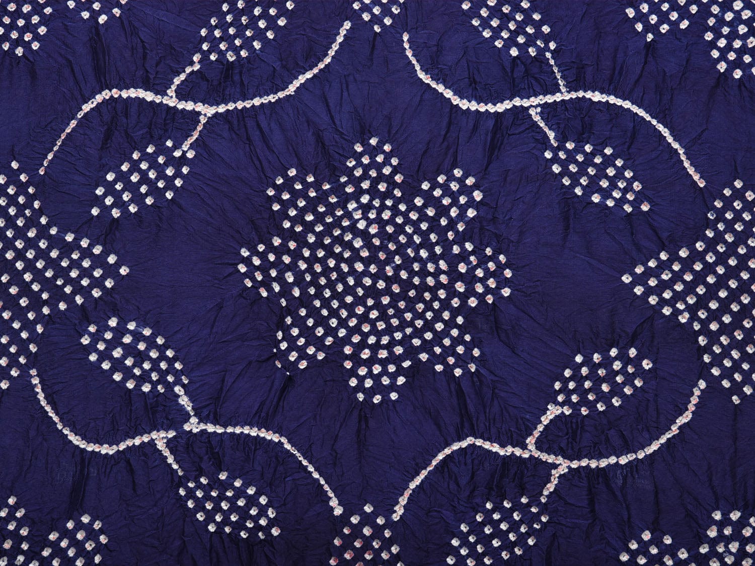 Navy and Red Bandhani Kanchipuram Silk Handloom Dupatta with Floral Work Design ds2985