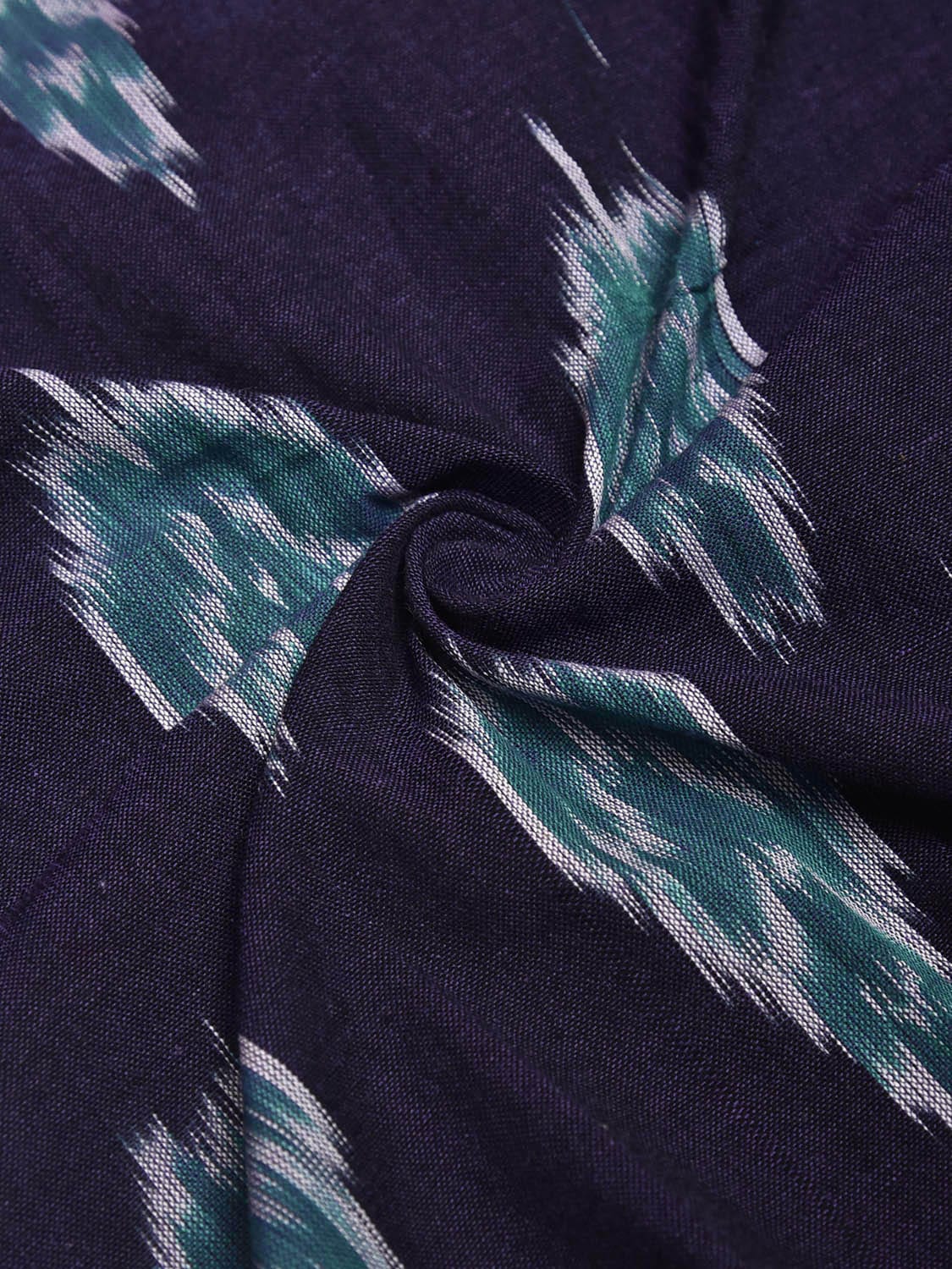 Navy and Teal Pochampally Ikat Cotton Handloom Blouse with Body Buta Design Length 1mt Width 44 Inches BL0169