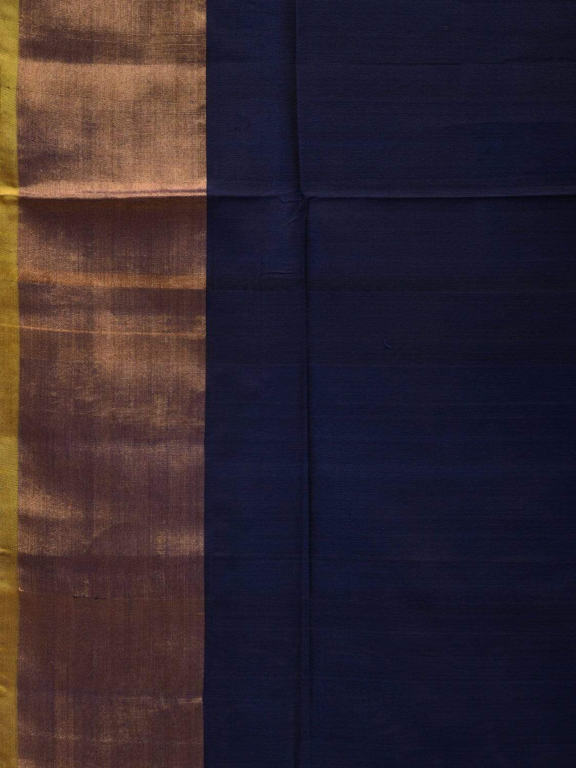 Navy and Yellow Uppada Silk Handloom Plain Saree with Contrast Pallu Design u1800