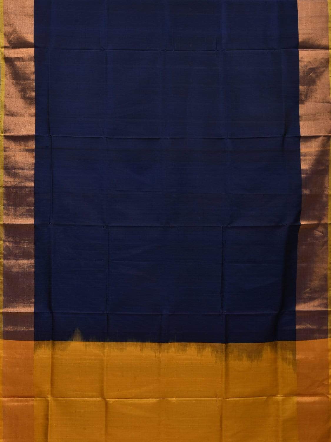 Navy and Yellow Uppada Silk Handloom Plain Saree with Contrast Pallu Design u1800