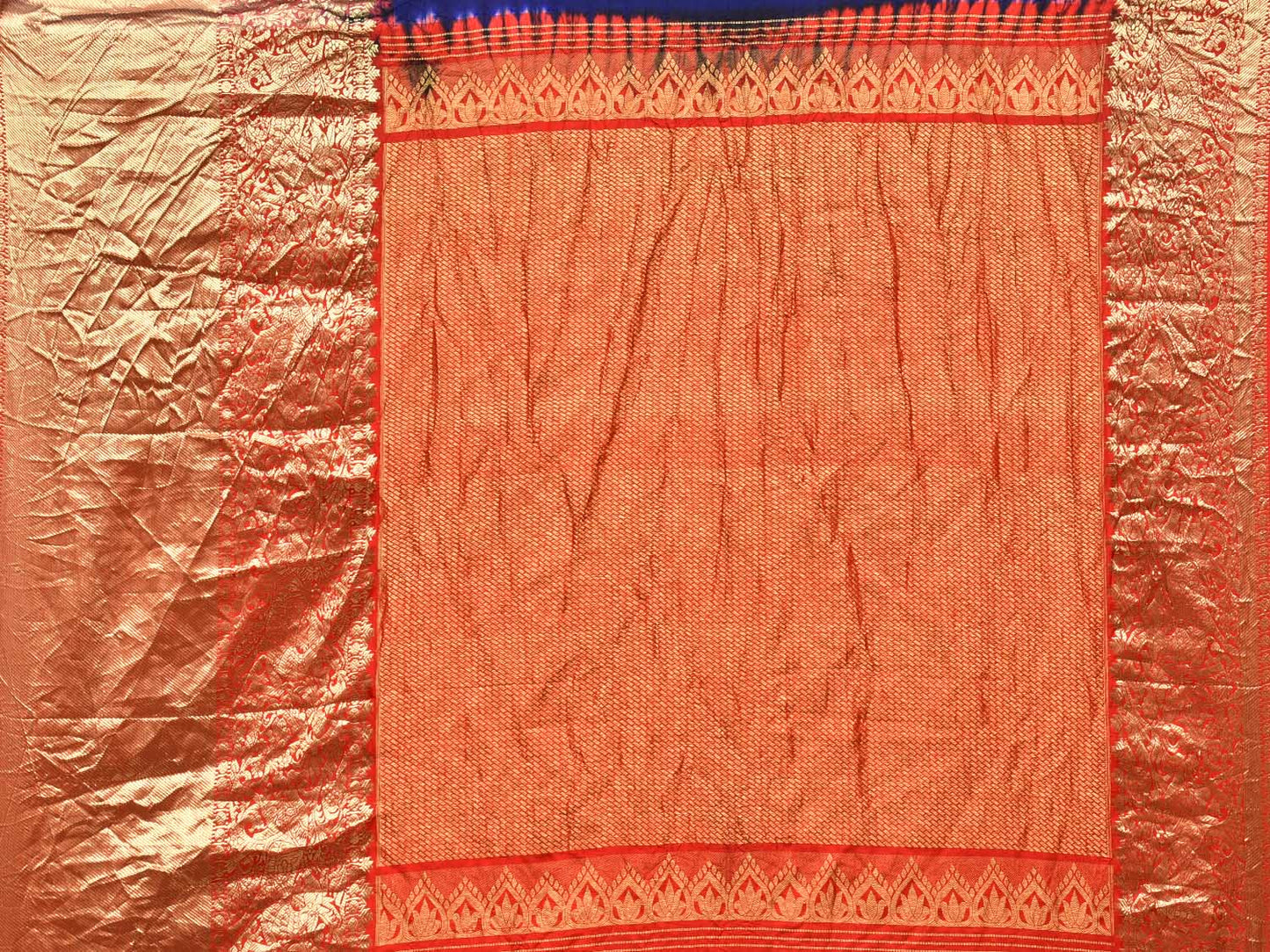 Navy Bandhani Kanchipuram Silk Handloom Saree with Big Border Design bn0165