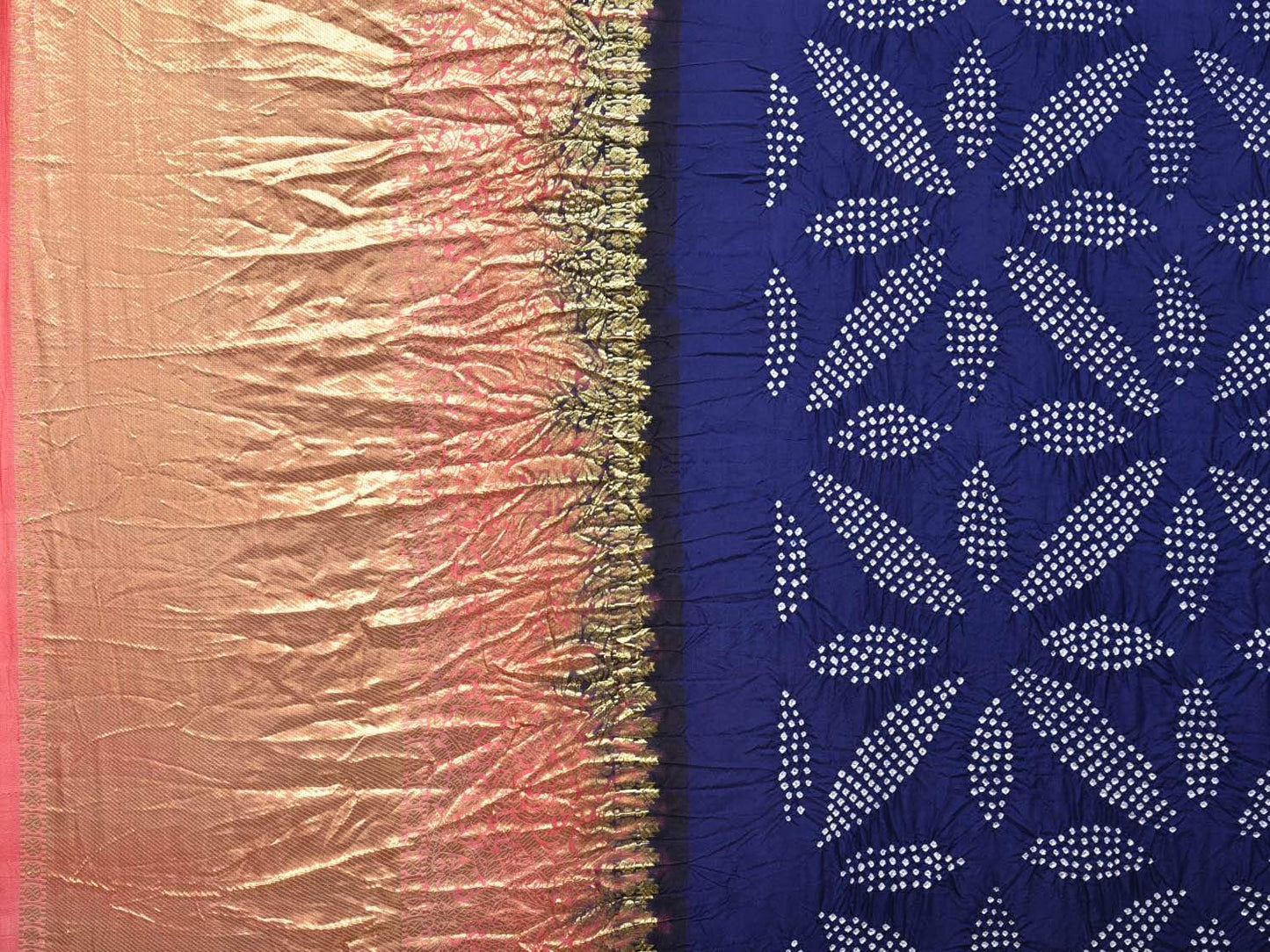 Navy Bandhani Kanchipuram Silk Handloom Saree with Big Border Design bn0165