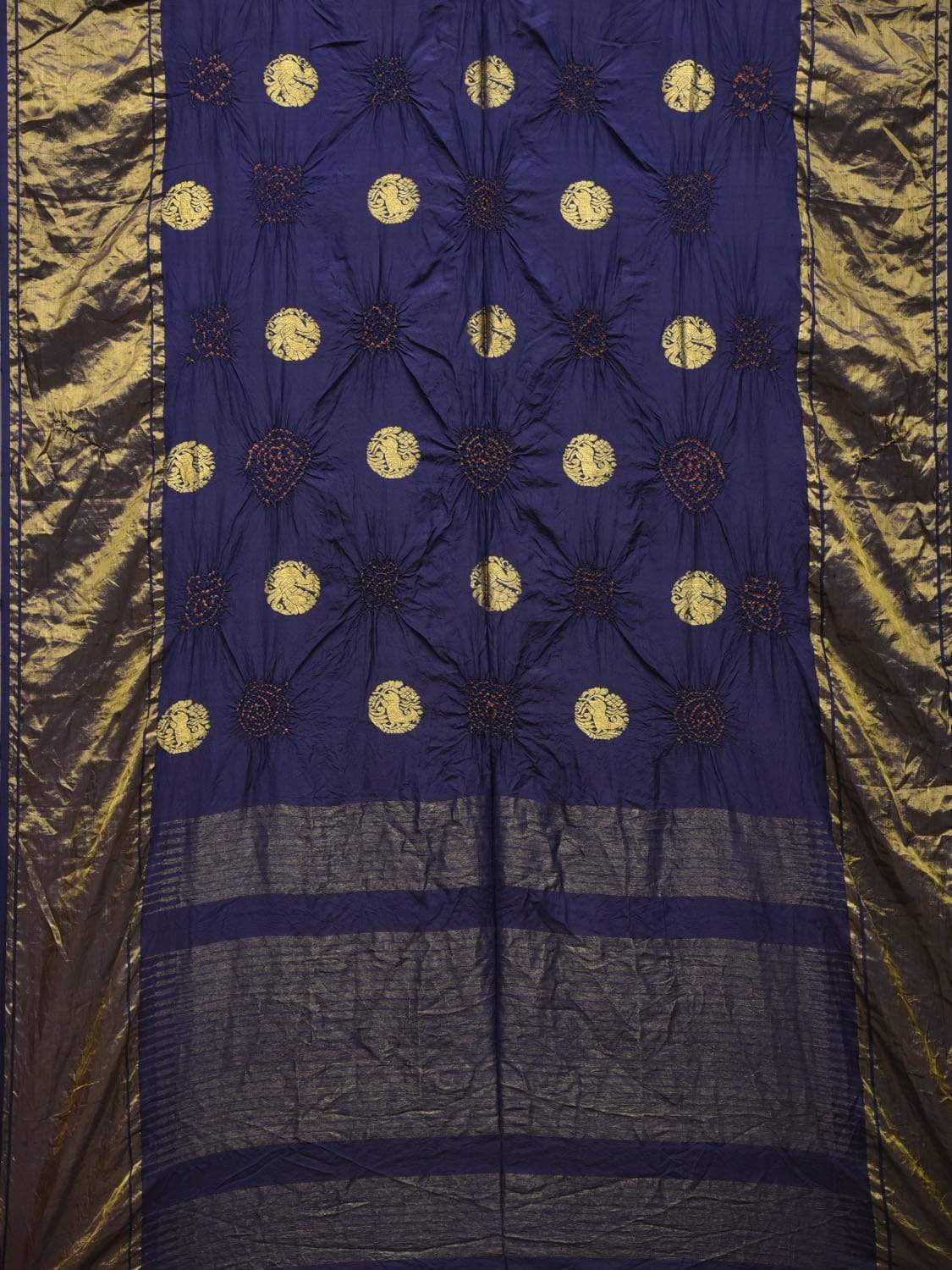 Navy Bandhani Kanchipuram Silk Handloom Saree with Body Buta Design bn0156