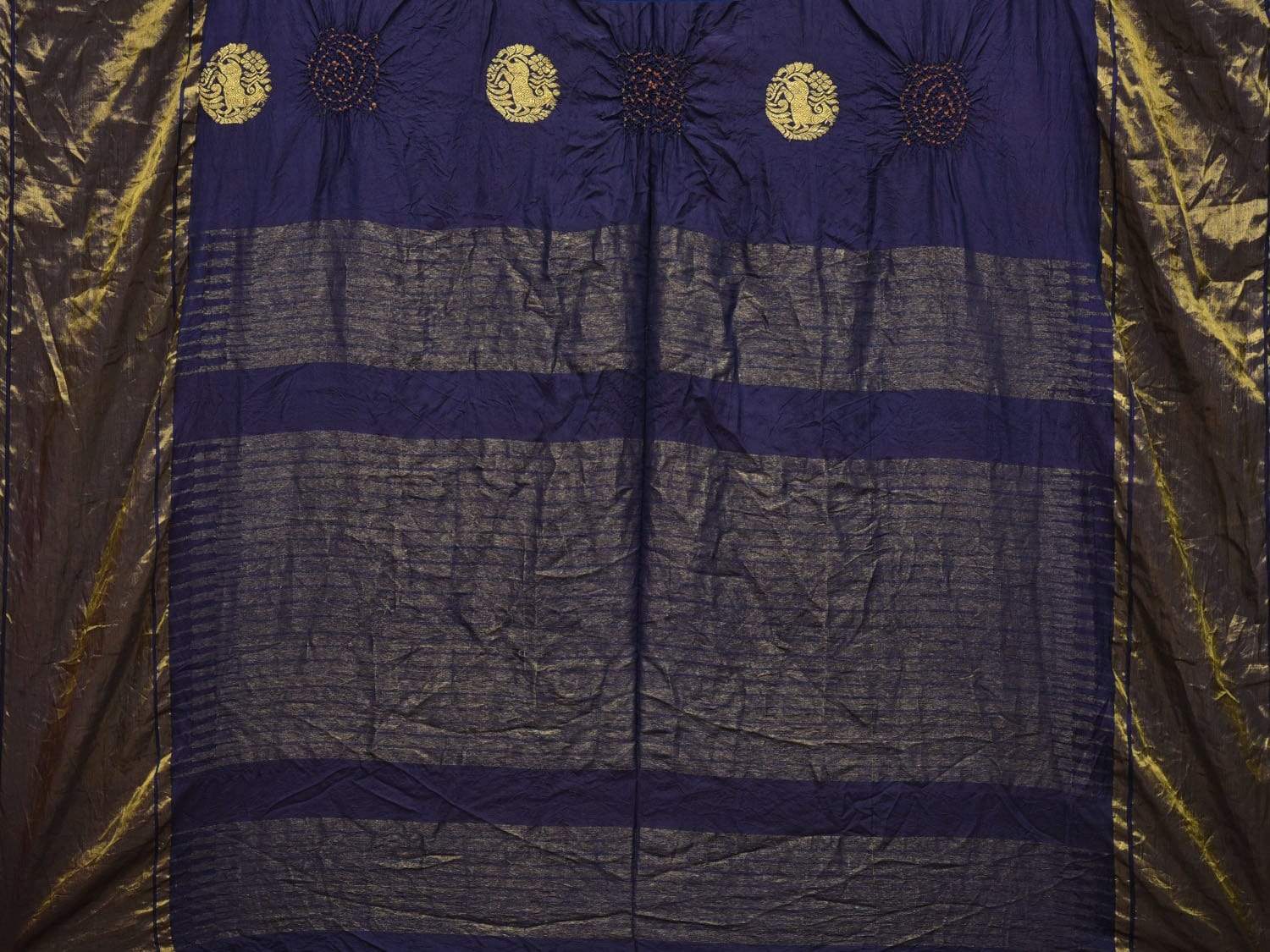 Navy Bandhani Kanchipuram Silk Handloom Saree with Body Buta Design bn0156