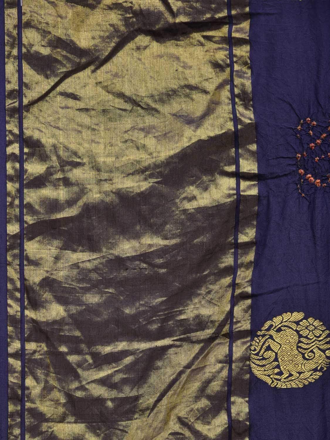 Navy Bandhani Kanchipuram Silk Handloom Saree with Body Buta Design bn0156