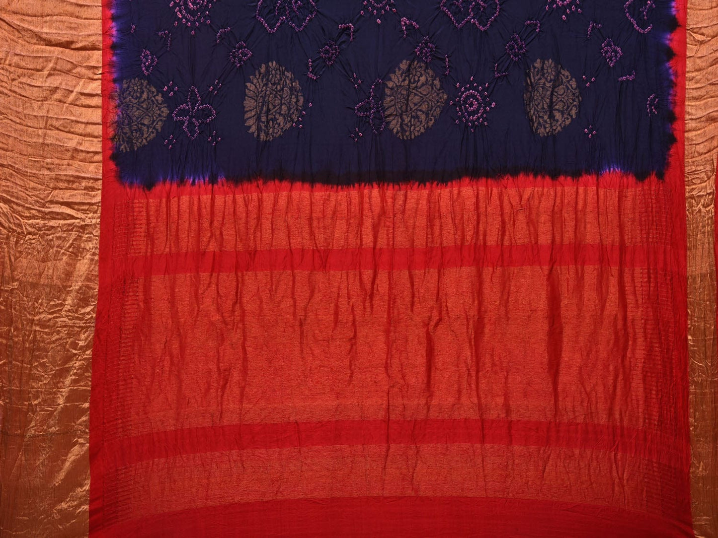 Navy Bandhani Kanchipuram Silk Handloom Saree with Body Buta Design bn0414