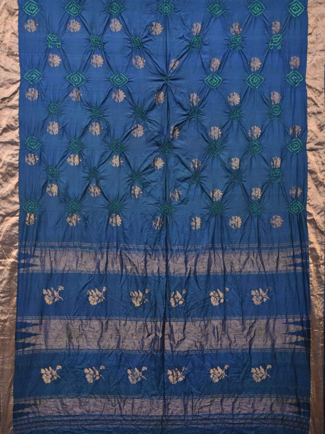 Navy Bandhani Uppada Silk Handloom Saree with Nilambari Buta Design bn0192