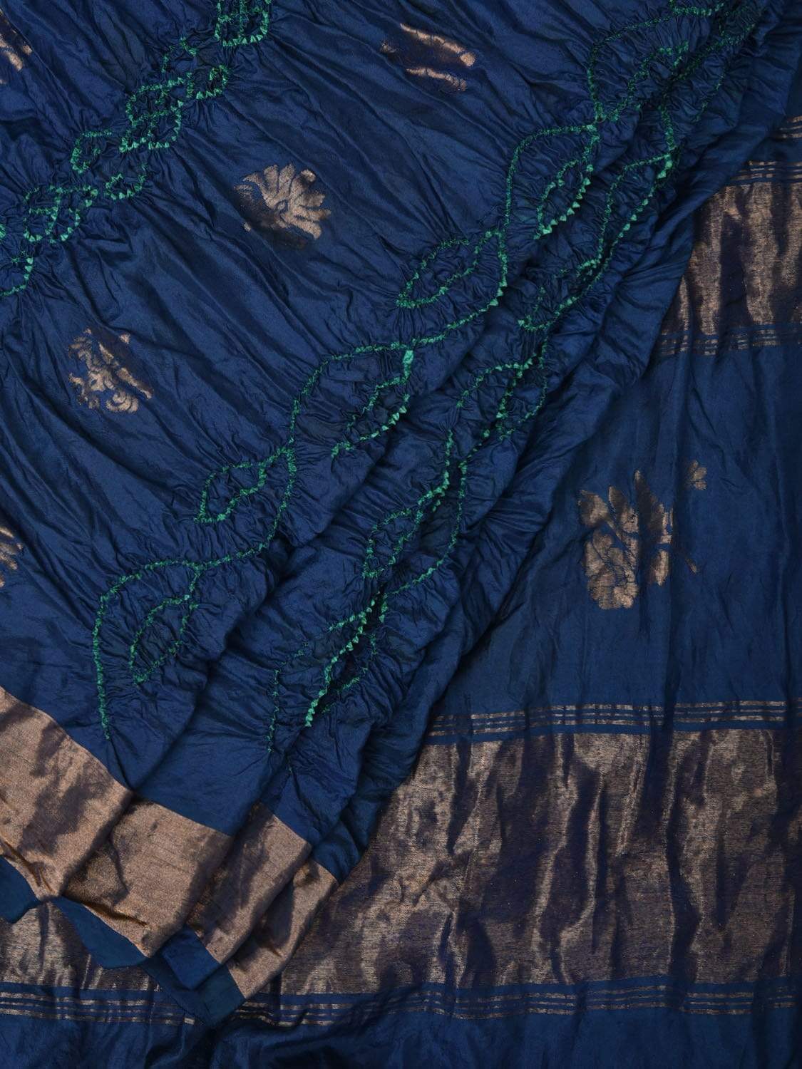 Navy Bandhani Uppada Silk Handloom Saree with Nilambari Buta Design bn0192