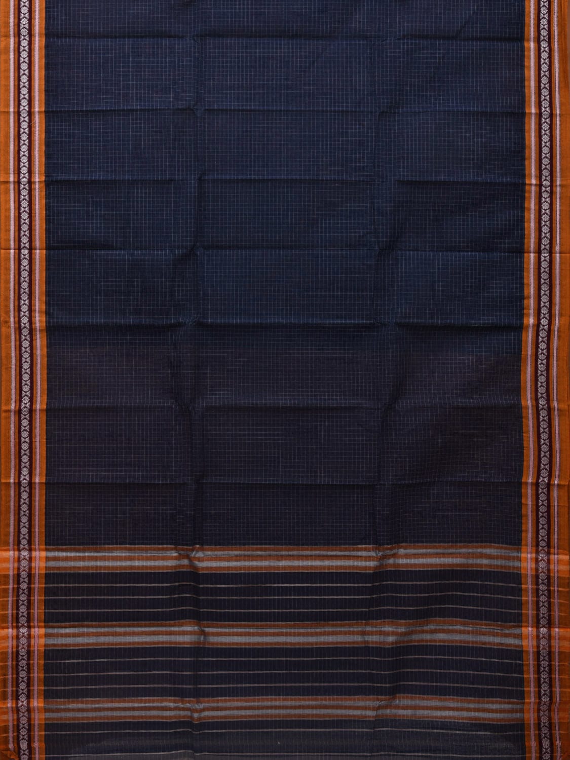 Navy Narayanpet Cotton Handloom Saree with Check Design No Blouse np0604