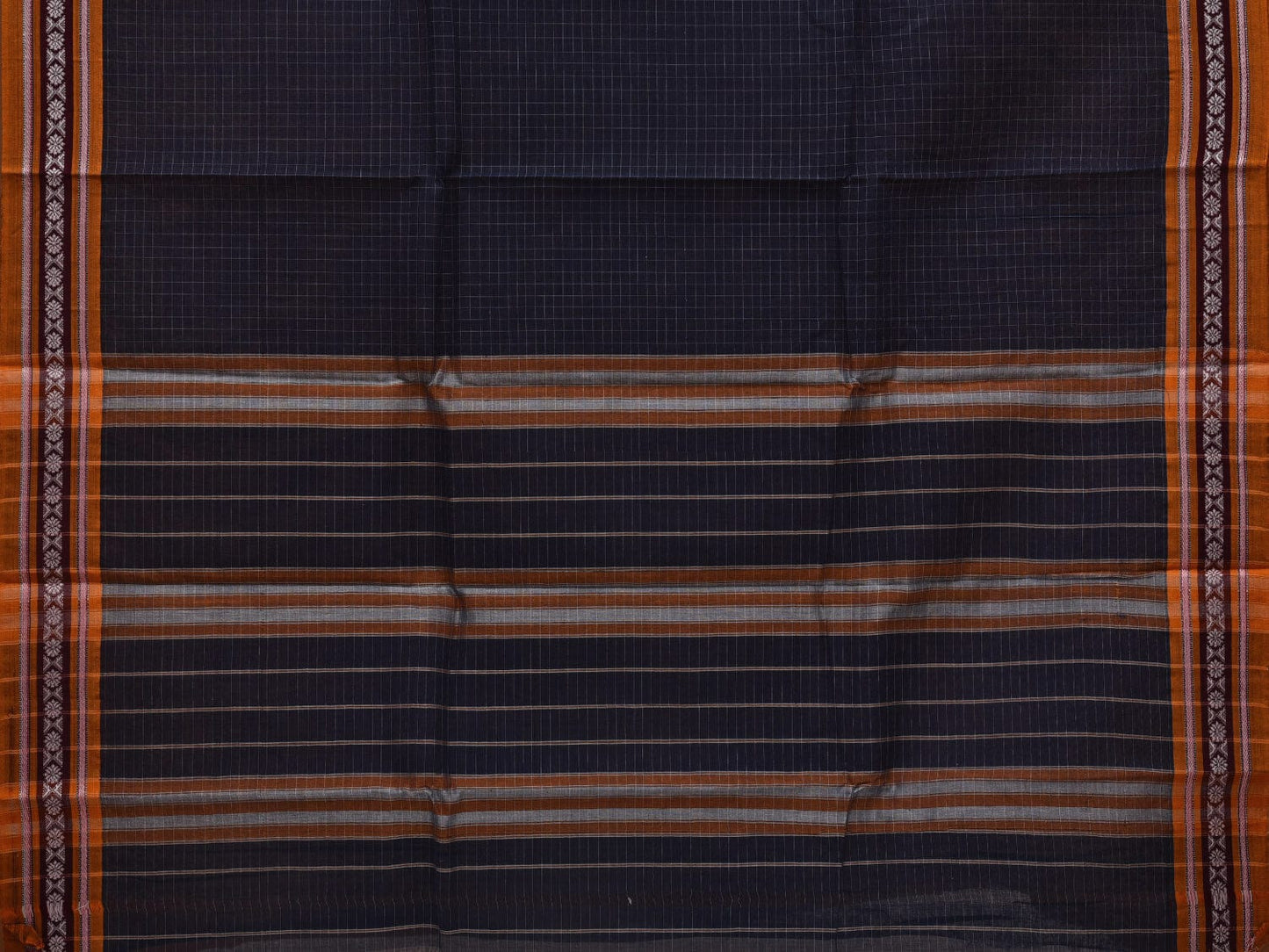 Navy Narayanpet Cotton Handloom Saree with Check Design No Blouse np0604