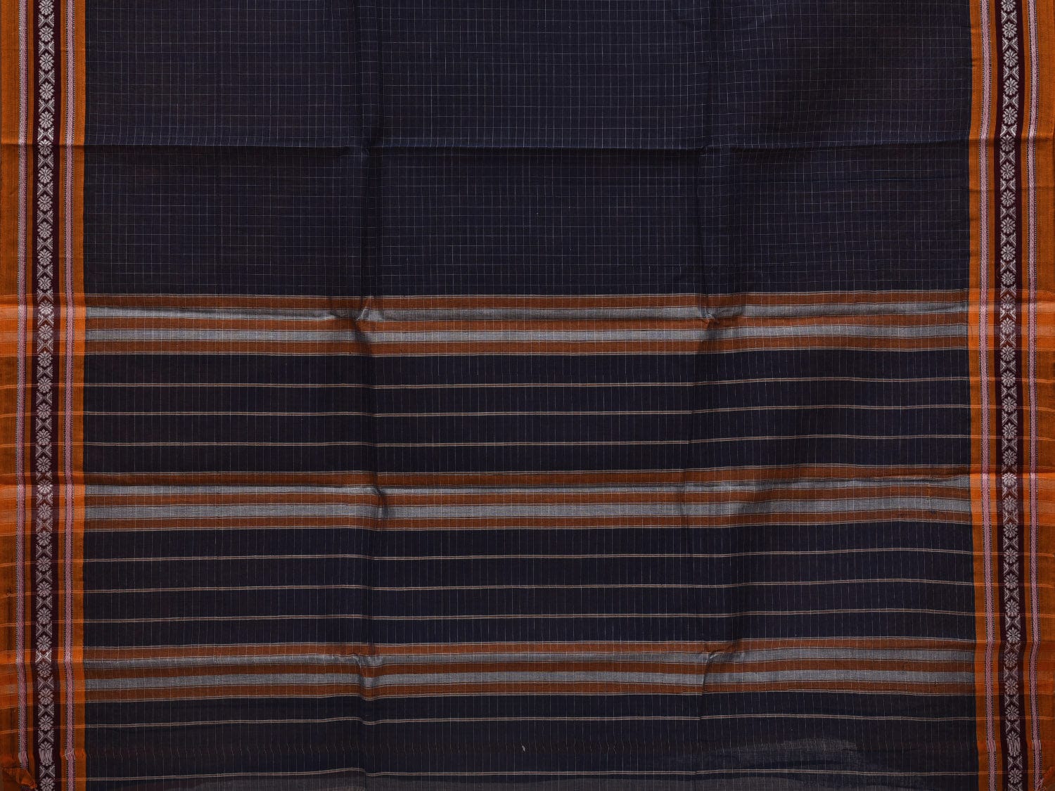 Navy Narayanpet Cotton Handloom Saree with Check Design No Blouse np0604