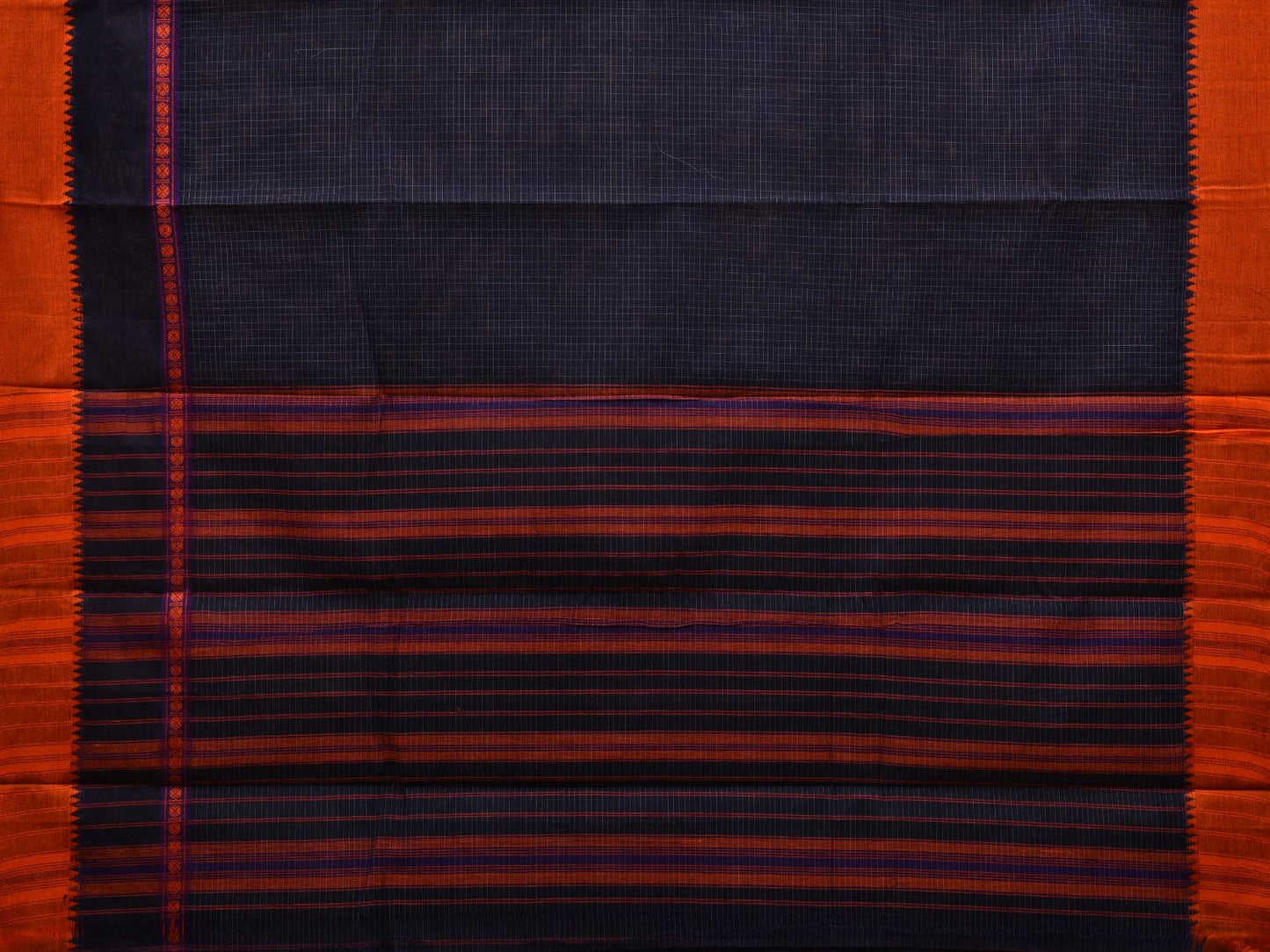 Navy Narayanpet Cotton Handloom Saree with Checks Design No Blouse np0564