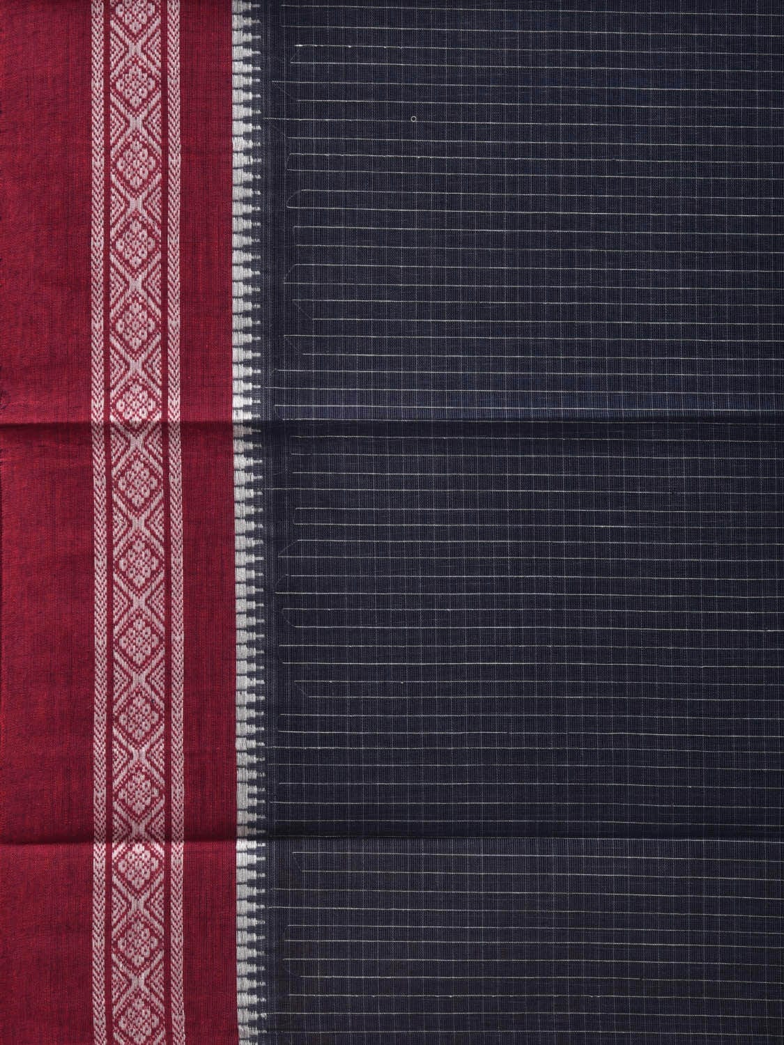 Navy Narayanpet Cotton Handloom Saree with Checks Design No Blouse np0627