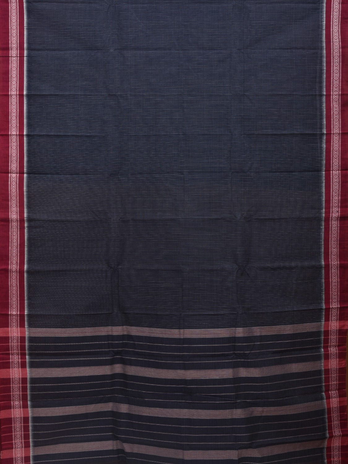 Navy Narayanpet Cotton Handloom Saree with Checks Design No Blouse np0627