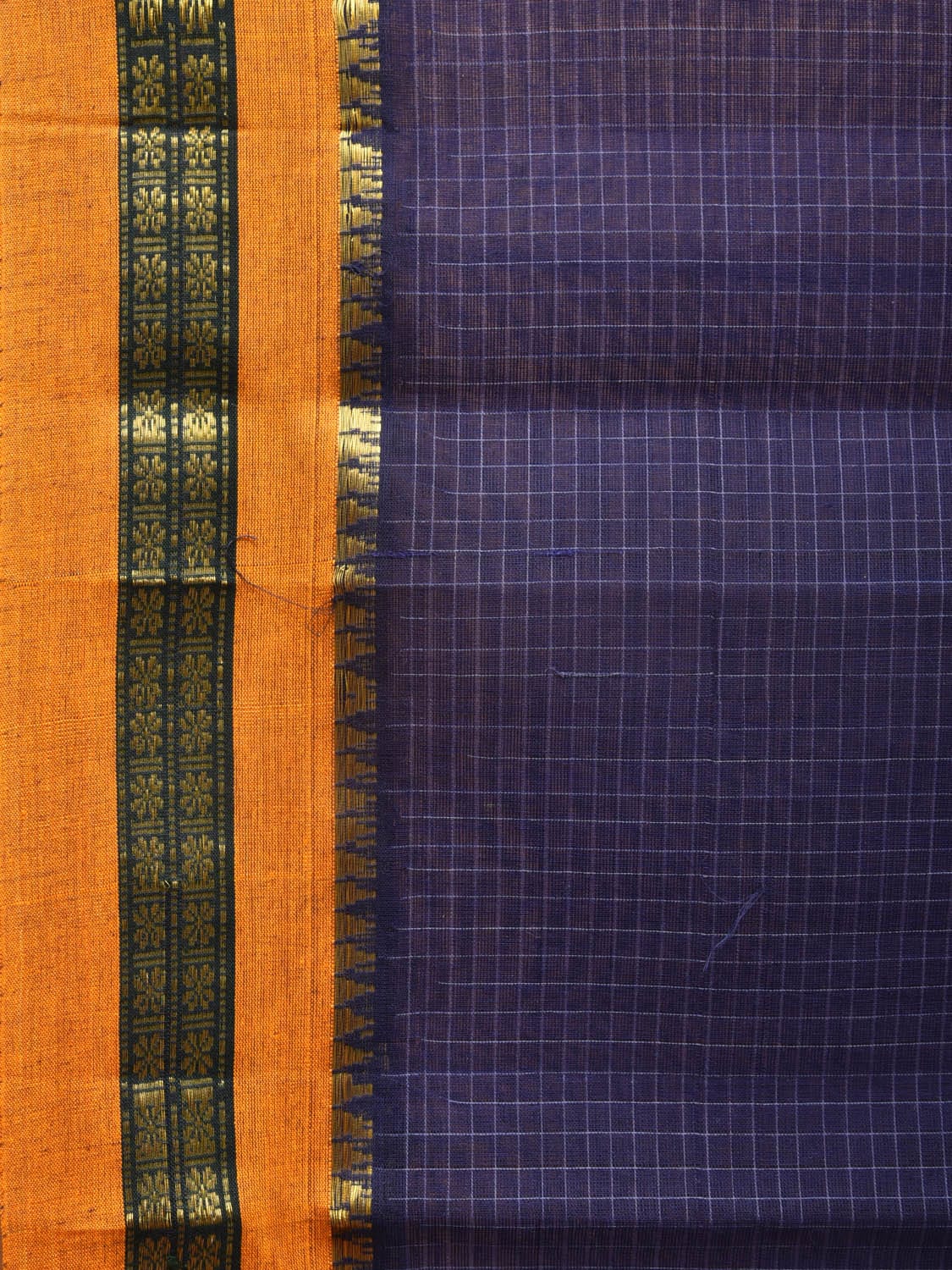 Navy Narayanpet Cotton Handloom Saree with Checks Design No Blouse np0786