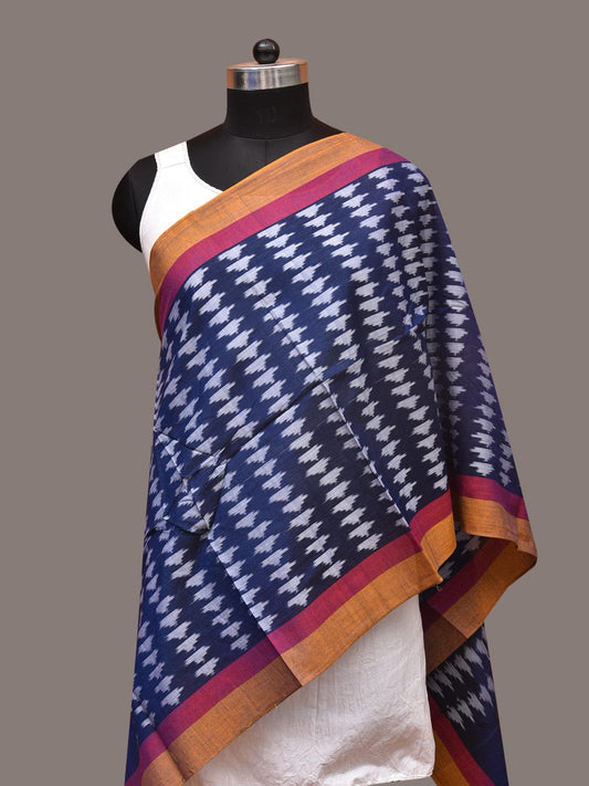 Navy Pochamaplly Ikat Cotton Handloom Stole with Buta Design ds3370