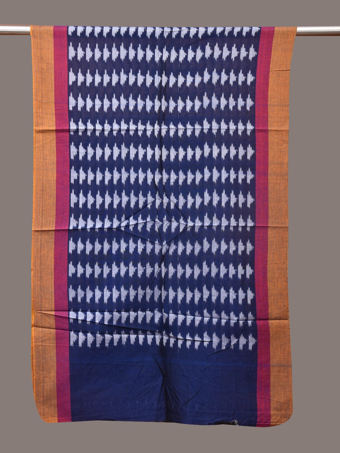 Navy Pochamaplly Ikat Cotton Handloom Stole with Buta Design ds3370