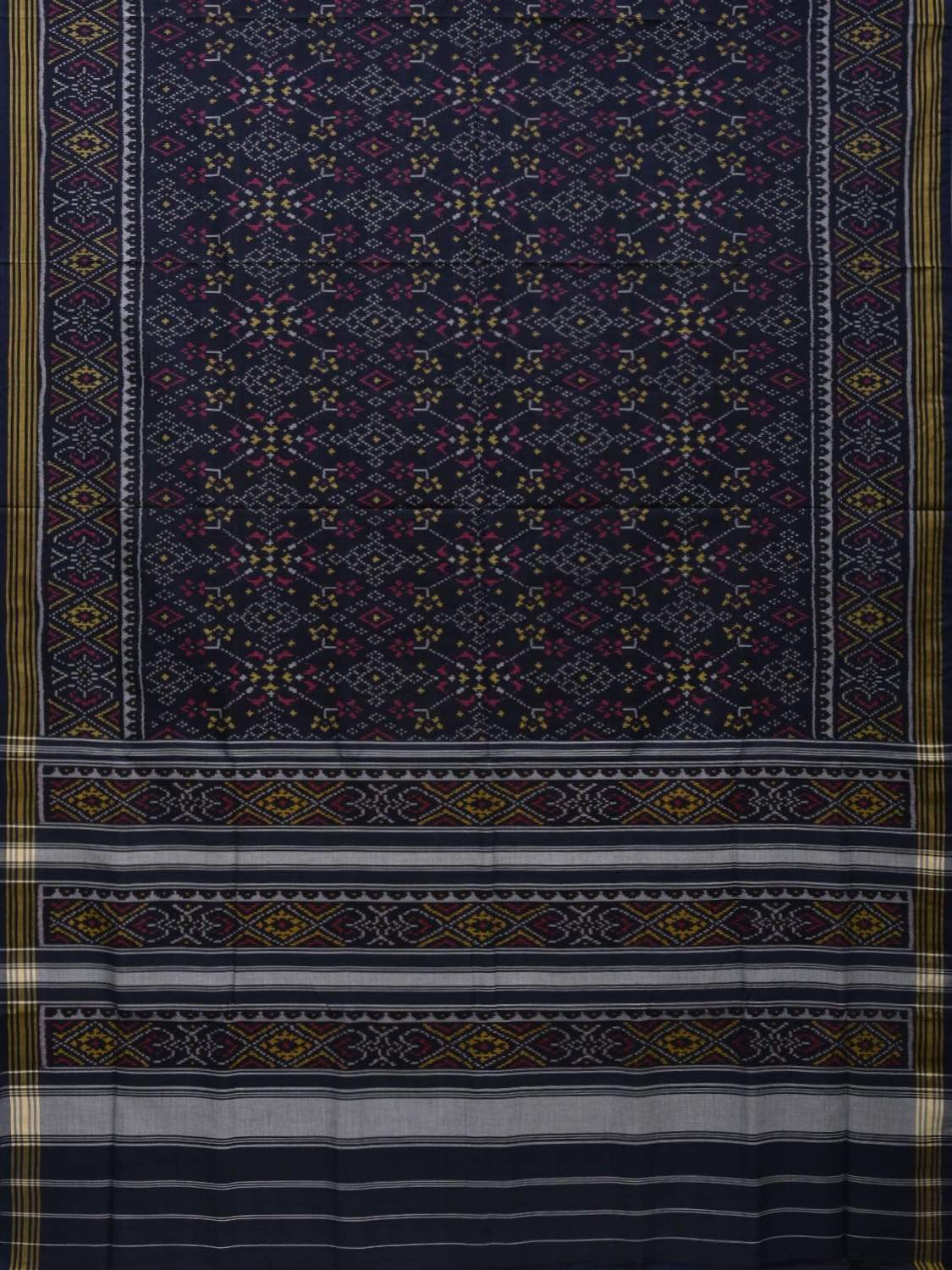 Navy Pochampally Ikat Cotton Handloom Saree with All Over Body Design i0634