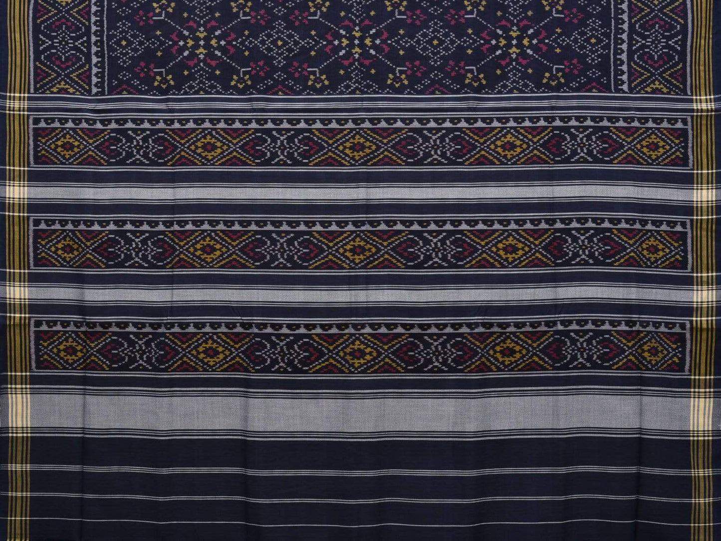 Navy Pochampally Ikat Cotton Handloom Saree with All Over Body Design i0634