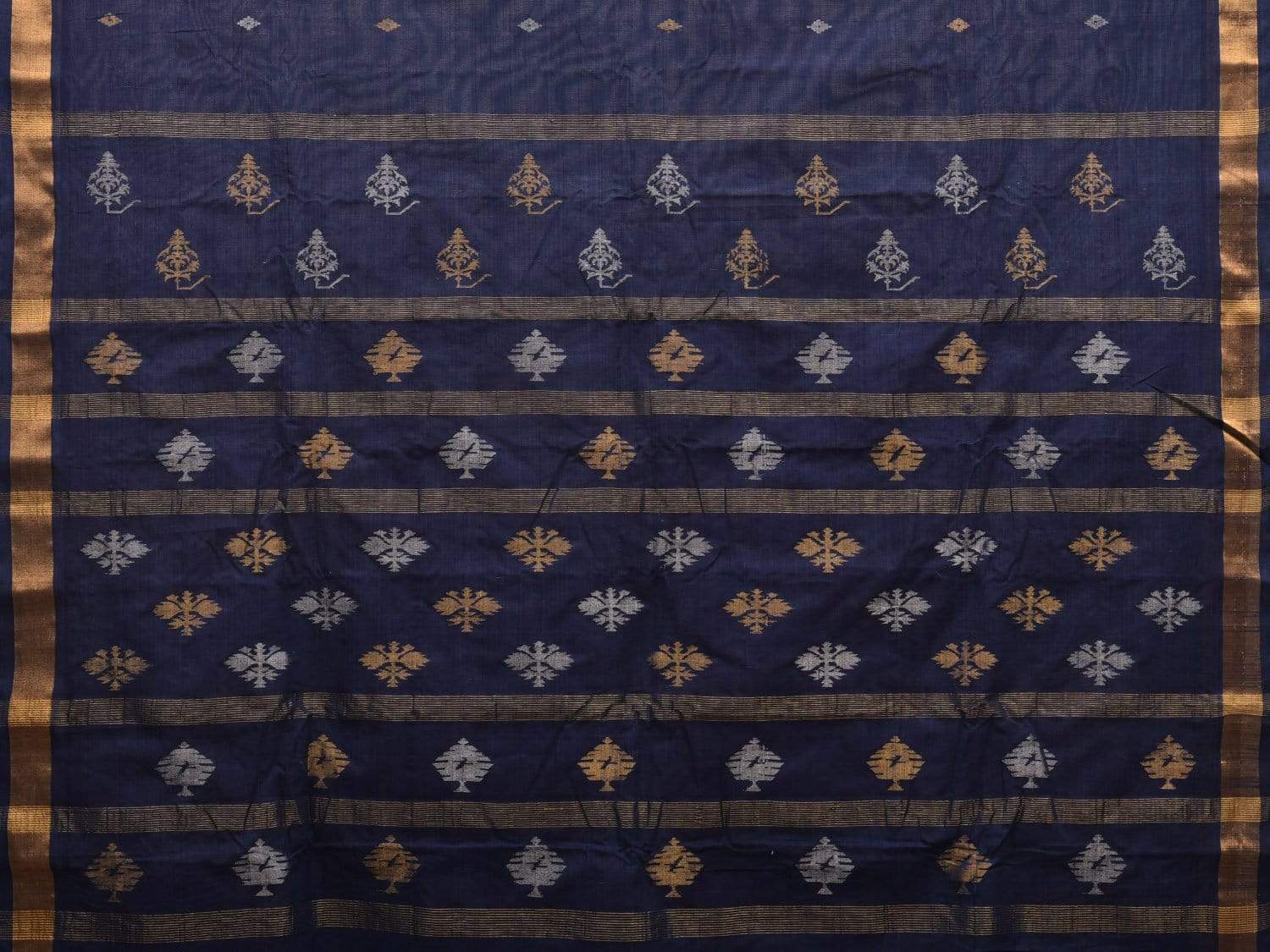 Navy Uppada Cotton Handloom Saree with Assorted Buta Pallu Design u1818