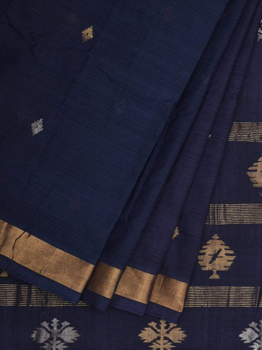 Navy Uppada Cotton Handloom Saree with Assorted Buta Pallu Design u1818