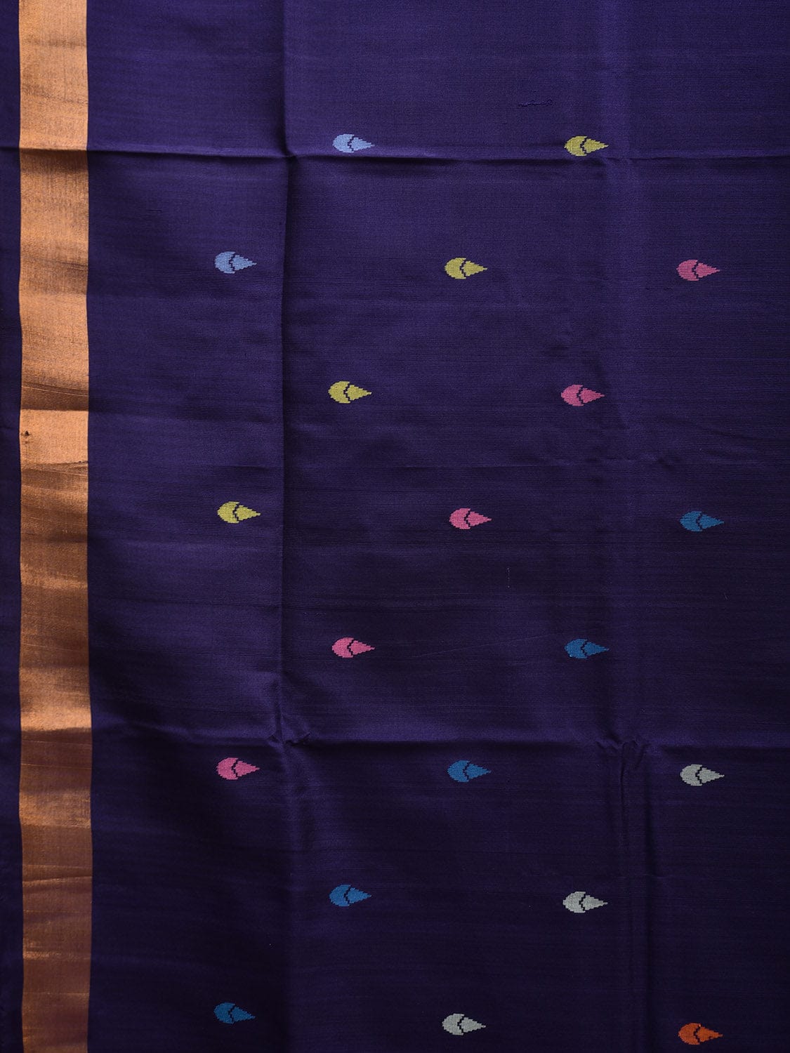 Navy Uppada Silk Handloom Saree with Birds and Floral Pallu Design u2305