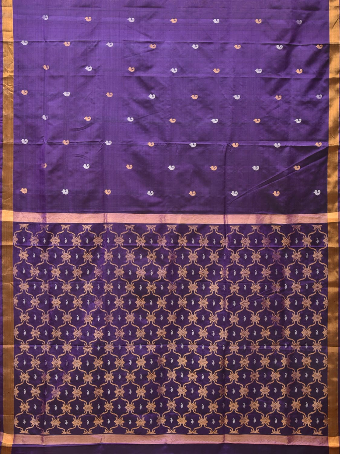 Navy Uppada Silk Handloom Saree with Grill Pallu and Blouse Design u2033
