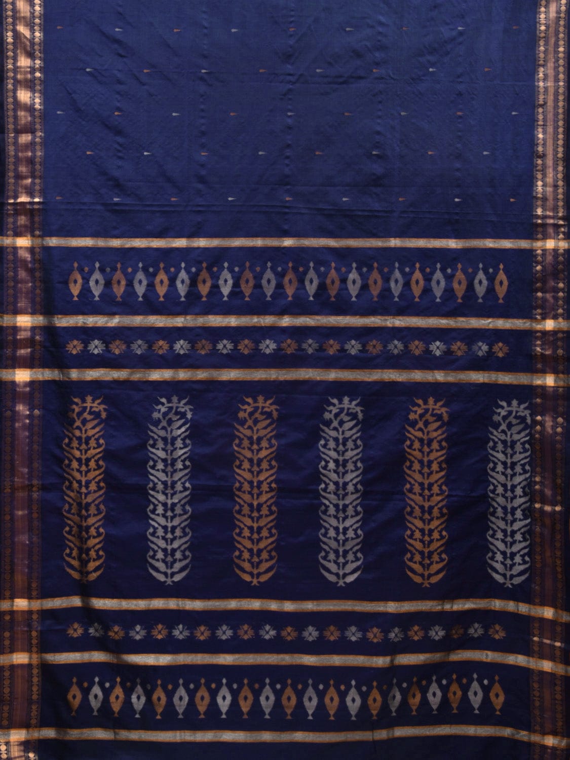 Navy Uppada Silk Handloom Saree with Karpur Pallu Design u1867