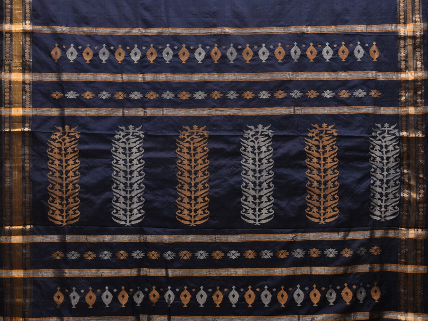 Navy Uppada Silk Handloom Saree with Karpur Pallu Design u1889