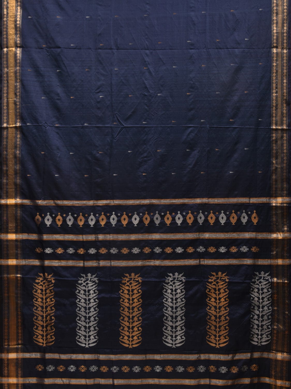 Navy Uppada Silk Handloom Saree with Karpur Pallu Design u1889