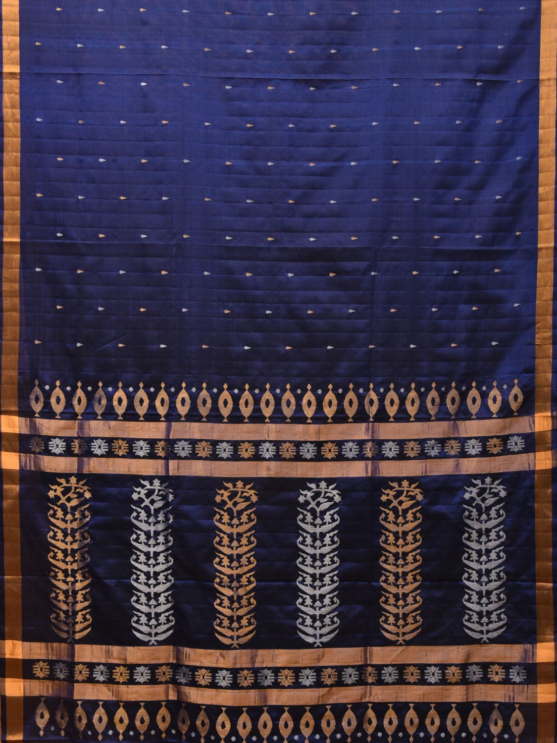 Navy Uppada Silk Handloom Saree with Karpur Pallu Design u1991