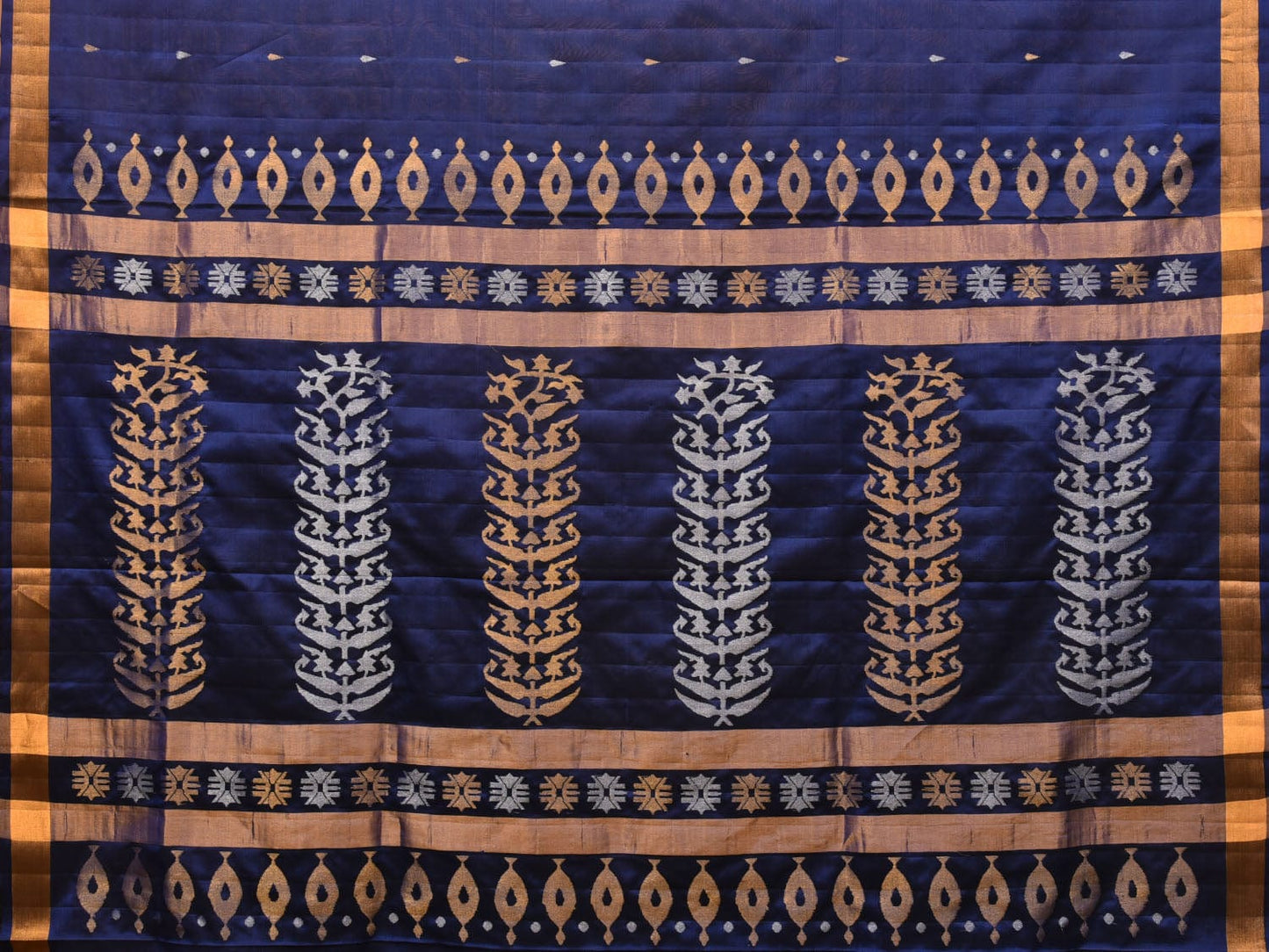 Navy Uppada Silk Handloom Saree with Karpur Pallu Design u1991