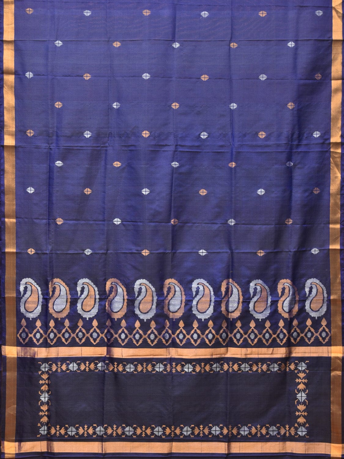 Navy Uppada Silk Handloom Saree with Mango Pallu Design u2060