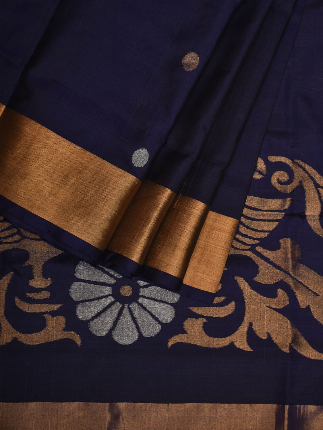 Navy Uppada Silk Handloom Saree with Parrots Pallu Design u1942