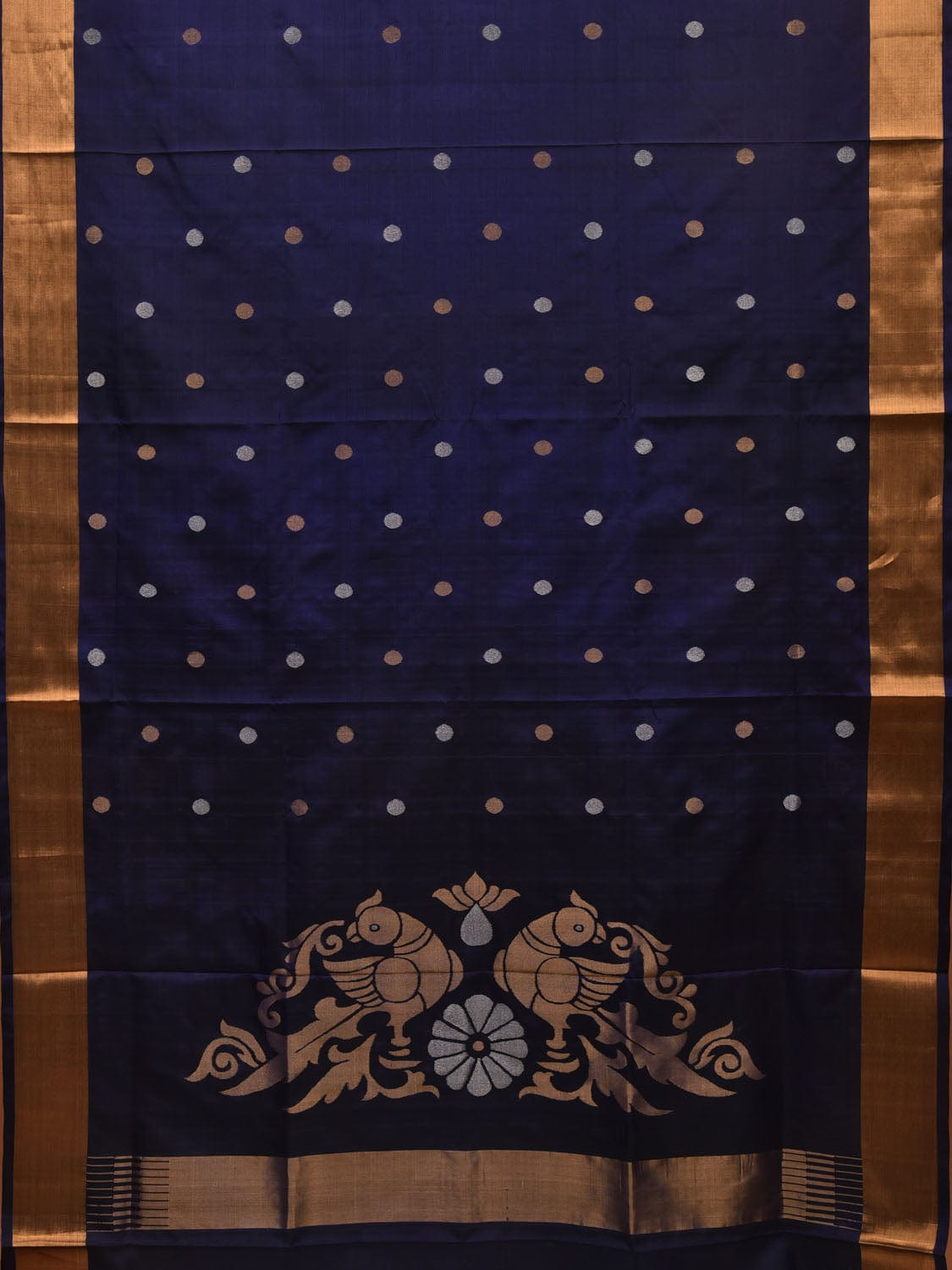 Navy Uppada Silk Handloom Saree with Parrots Pallu Design u1942