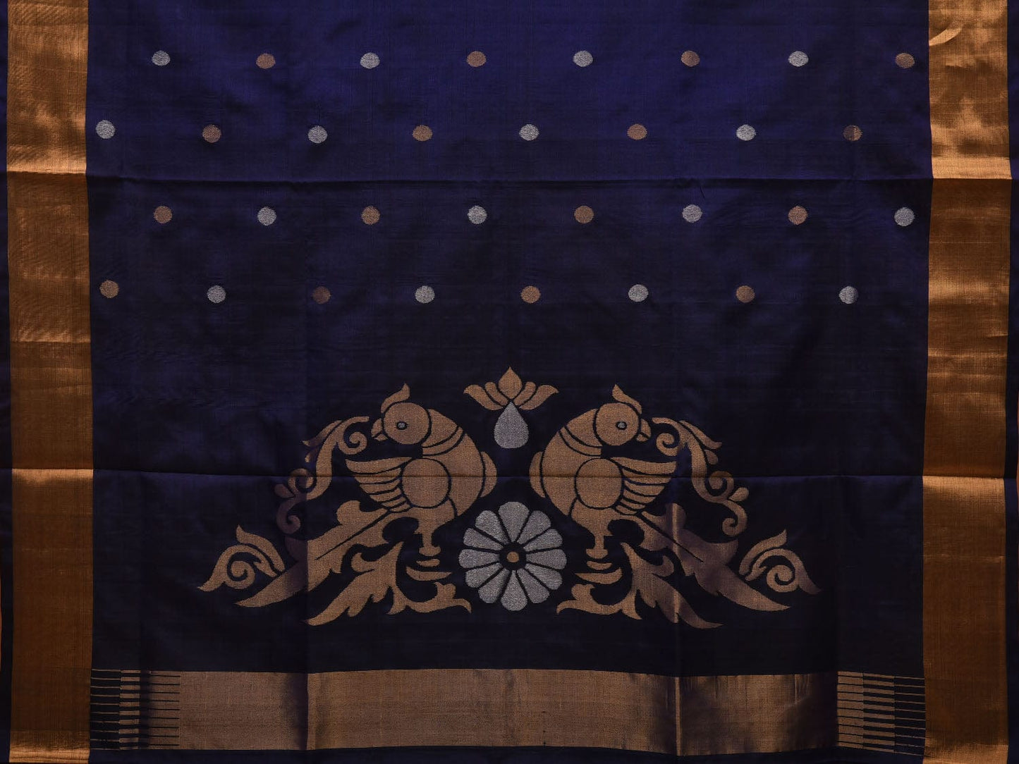 Navy Uppada Silk Handloom Saree with Parrots Pallu Design u1942