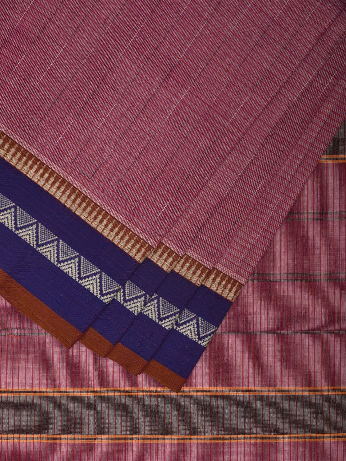 Pink and Blue Narayanpet Cotton Handloom Saree with Checks Design No Blouse np0915