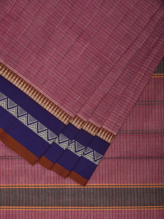 Pink and Blue Narayanpet Cotton Handloom Saree with Checks Design No Blouse np0915
