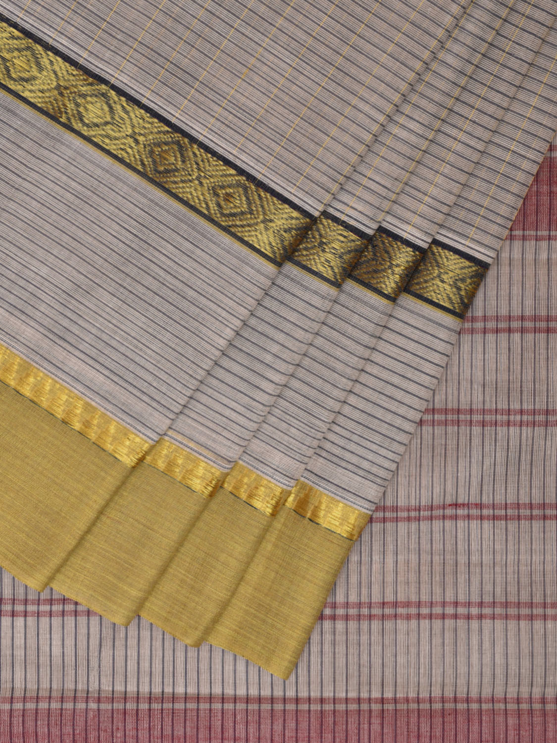 Light Grey Narayanpet Cotton Handloom Saree with Checks Design No Blouse np0959