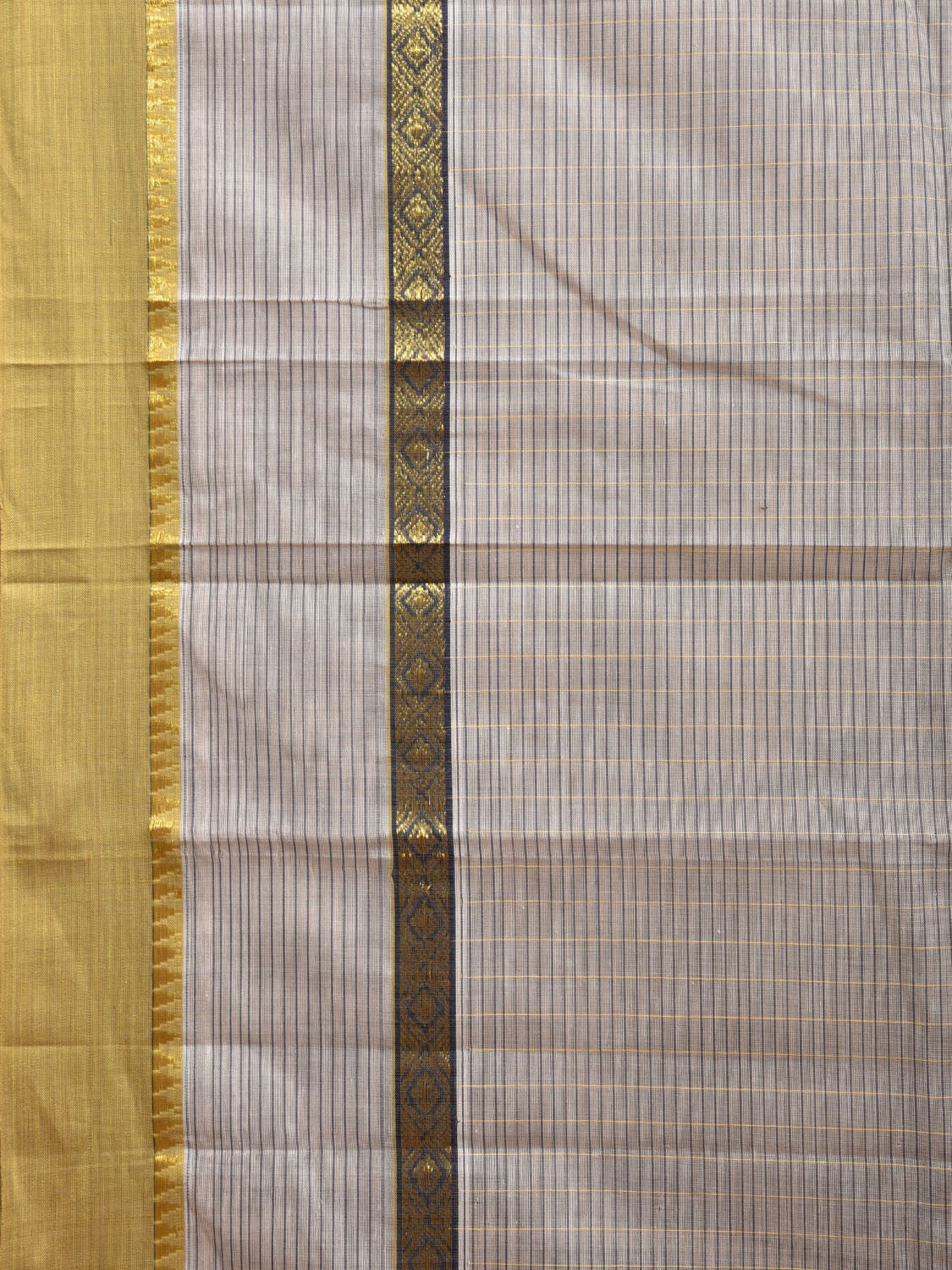 Light Grey Narayanpet Cotton Handloom Saree with Checks Design No Blouse np0959