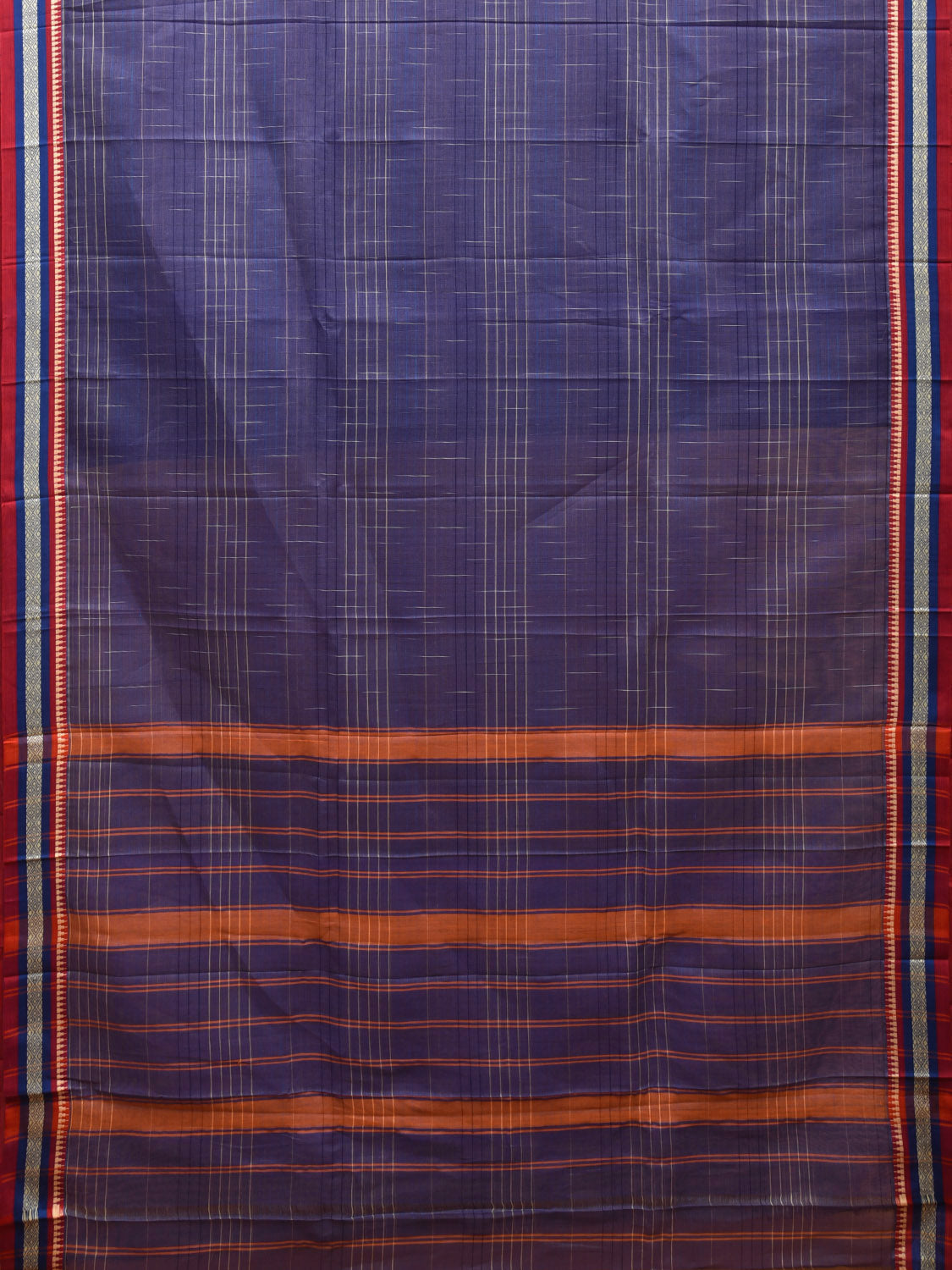 Blue Narayanpet Cotton Handloom Saree with Checks Design No Blouse np0963